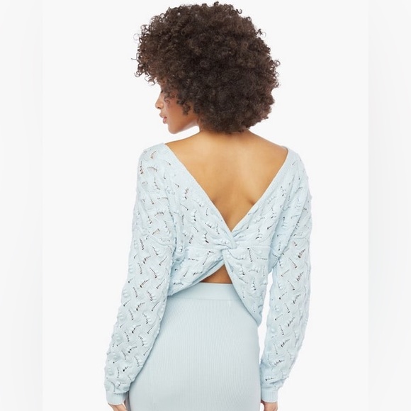 JustFab Sweaters - JustFab Twist Back Pointelle Sweater